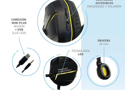 Headset Gaming Thonet & Vander VX70 | Micrófono Flexible | Iluminación LED | Conexión 3.5 mm y USB
