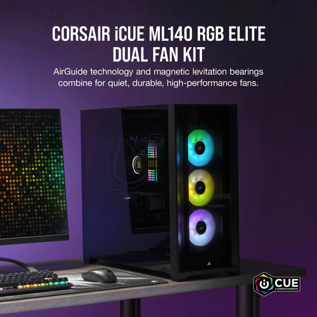 Abanico Corsair ML140 LED Kit 2 Black Elite | 140mm | RGB | CO-9050115-WW