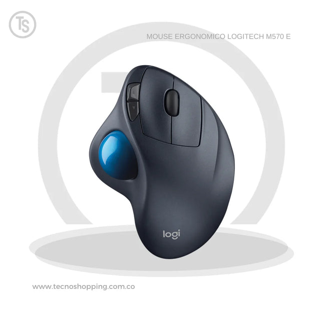 Mouse Trackball Logitech M575S vista lateral derecha ergonómica