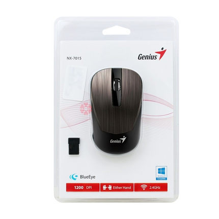 Mouse Genius RS2 NX-7015 | Inalámbrico | Con Receptor USB | 1600 DPI | Diseño Ergonómico