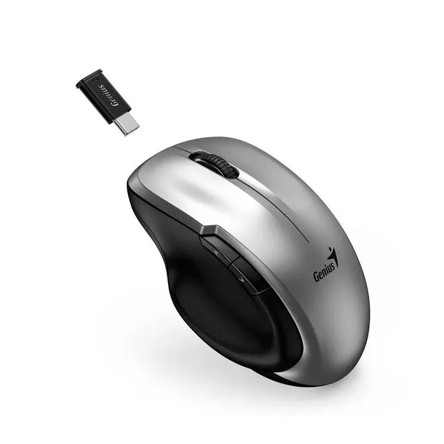 Mouse Inalámbrico Genius RS2 Ergo 8200S | Receptor USB-C | 1200 DPI | Clic Silencioso | 5 Botones | Diseño Ergonómico