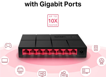 Mercusys MS108G Switch Gigabit de Escritorio de 8 Puertos 10/100/1000 Mbps