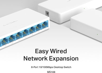 Mercusys MS108 V3 Switch de Escritorio de 8 Puertos 10/100 Mbps Auto-MDI/MDIX