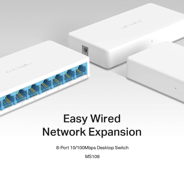 Mercusys MS108 V3 Switch de Escritorio de 8 Puertos 10/100 Mbps Auto-MDI/MDIX