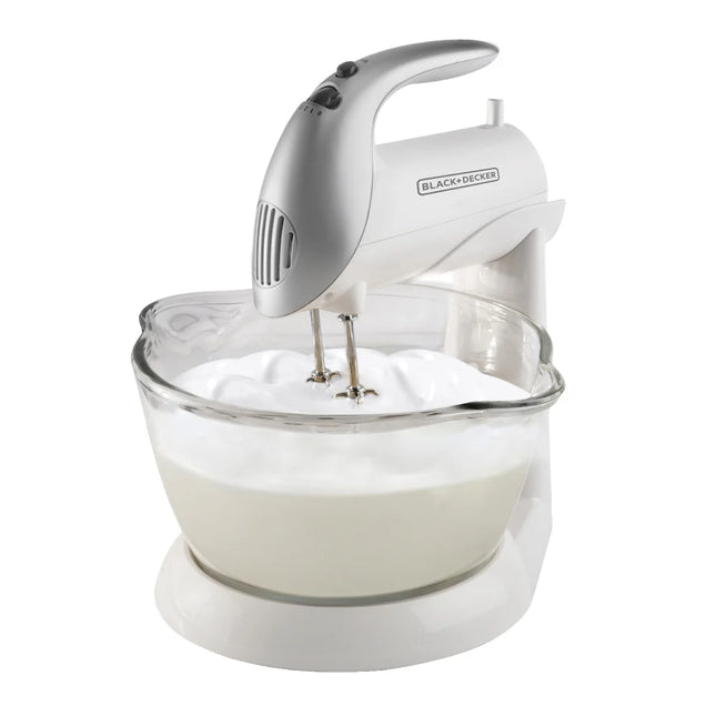 Batidora de Pedestal Black+Decker MX900 | 250 W | 5 Velocidades | Tazón Giratorio 3.5 L | Blanca