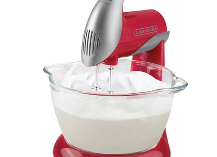 Batidora de Pedestal Black+Decker MX900R | 250 W | 5 Velocidades | Tazón Giratorio 3.5 L | Roja