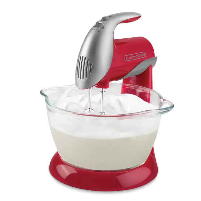 Batidora de Pedestal Black+Decker MX900R | 250 W | 5 Velocidades | Tazón Giratorio 3.5 L | Roja