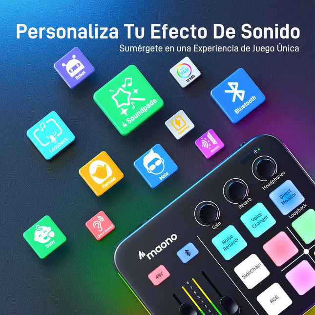 Interfaz de Audio Maono G1 NEO | USB-C | XLR | Phantom 48V | Bluetooth 5.0 | RGB