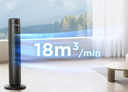 Midea CoolBreeze MTF30RABK Ventilador de Torre Digital de 30" y 35 W con Control Remoto