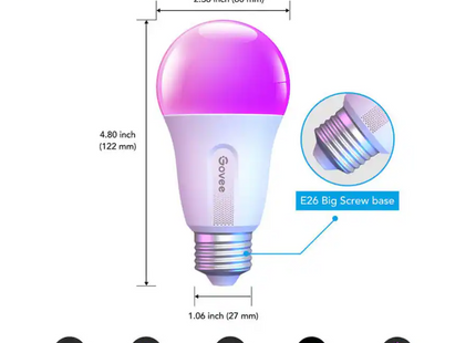 2 Pack Bombillas LED Inteligentes A19 Govee, H6004