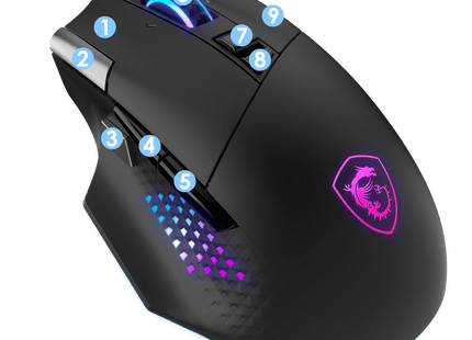 Mouse Gaming RGB MSI VERSA PRO S12-4301360-CLA | Inalámbrico 2.4 GHz | Bluetooth | USB | 26000 DPI