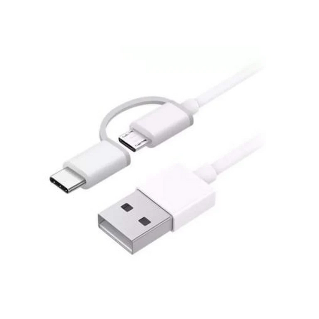 Xiaomi Mi 2-In-1 Usb Cable 30Cm Micro USB y Type-C Blanco, 15304