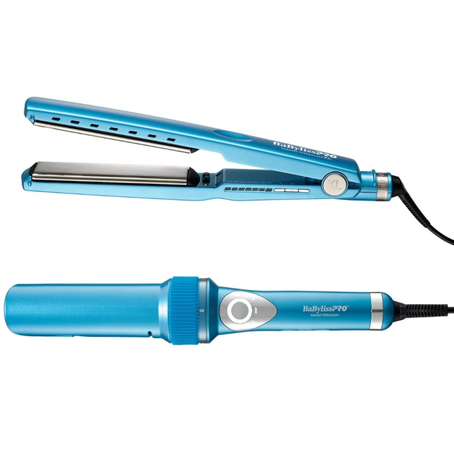 Pack Plancha Nano XL + Rizadora MiraCurl Pro BaByliss | Para cabello normal a grueso | Tecnología Nano Titanium y Curl Control