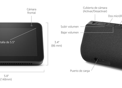 Amazon Echo Show 5 (3ra Gen) | Pantalla Táctil 5.5” | Alexa Integrada | Cámara para Videollamadas