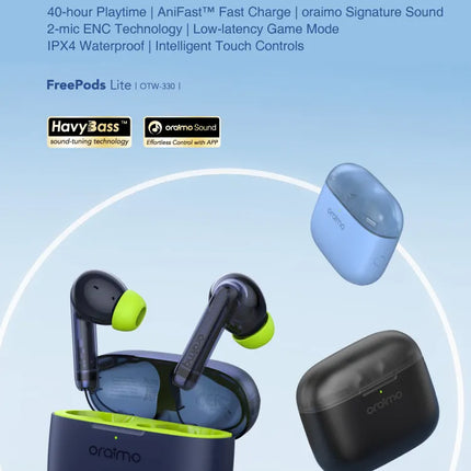 Audífono Oraimo FreePods Lite | Inalámbrico Bluetooth | IPX4 | OTW-330