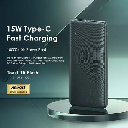 Power Bank Oraimo Toast 15 Flash | 10000mAh | 15W | 3 Puertos | OPB-1100D