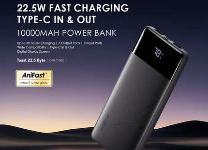 Power Bank Oraimo Toast 22.5 | 10000mAh | 3 Puertos | OPB-7100Q