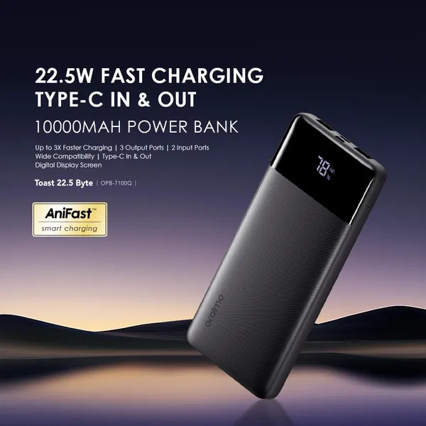 Power Bank Oraimo Toast 22.5 | 10000mAh | 3 Puertos | OPB-7100Q