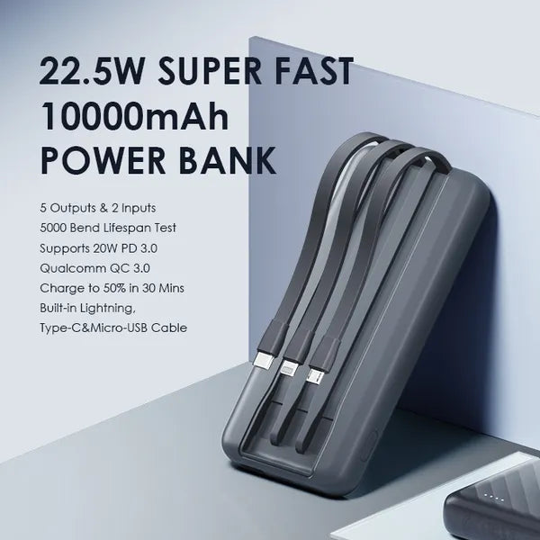 Power Bank Oraimo Slice Link Pro | 10000mAh | 3 Cables Incorporados | OPB-P7101