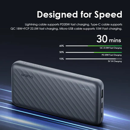 Power Bank Oraimo Slice Link Pro | 10000mAh | 3 Cables Incorporados | OPB-P7101