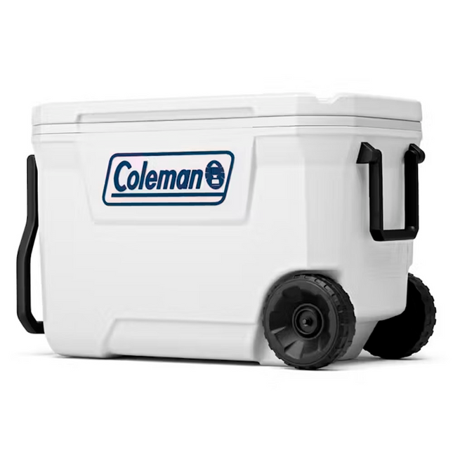 Coleman 3000006482 Hielera con Ruedas 62 qt 58,7 L para 101 Latas Blanca