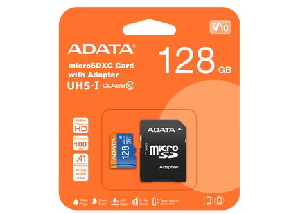 Memoria Micro SD ADATA AUSDX128GUICL10A1-RA1 | 128GB | Clase 10 | A1 | UHS-I