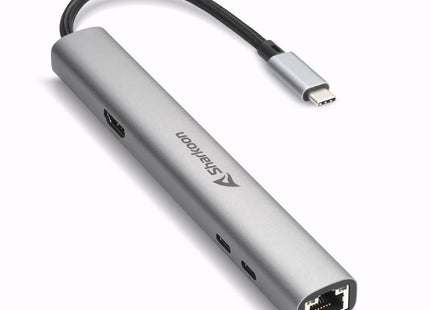 Adaptador Sharkoon OfficePal Combo USB-C a USB-A y USB-C | Conexión HDMI | RJ45 | Negro