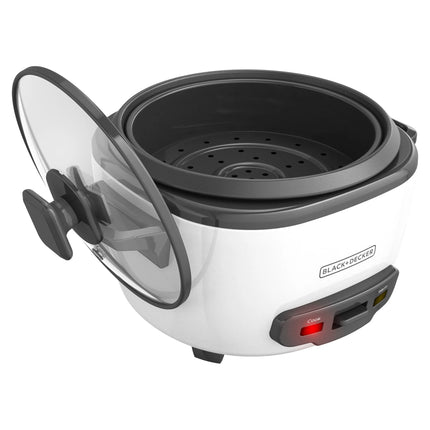 Olla Arrocera Black+Decker RC5200 | 20 Tazas Cocidas (10 Tazas Crudas) | 1000 W | Mantener Caliente | Blanca