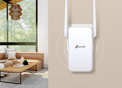 TP-Link RE315 vista de tres cuartos mostrando diseño compacto