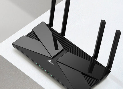 Router TP-Link Archer AX23 vista diagonal mostrando diseño