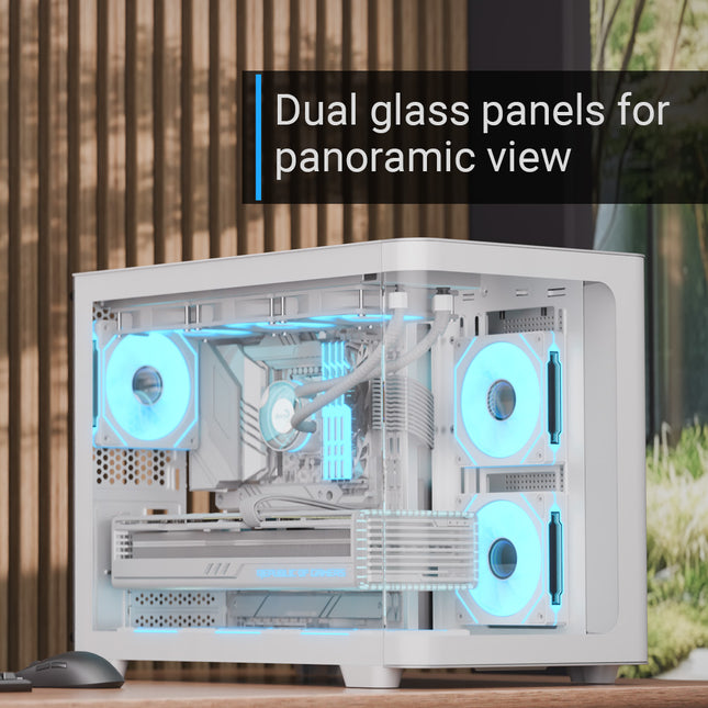 Case RGB AeroCool P300C | Torre Pequeña | Vidrio Templado | 2 Abanicos Laterales | 1 Abanico Trasero | Blanco