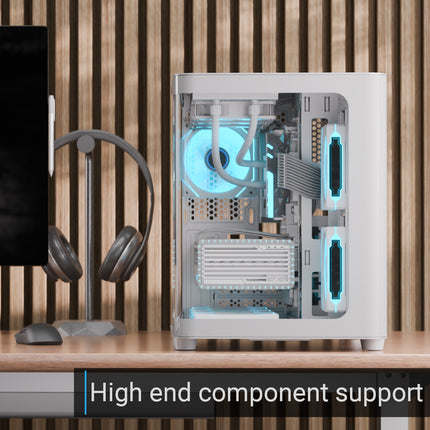 Case RGB AeroCool P300C | Torre Pequeña | Vidrio Templado | 2 Abanicos Laterales | 1 Abanico Trasero | Blanco