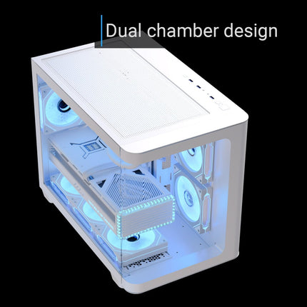 Case RGB AeroCool P300C | Torre Pequeña | Vidrio Templado | 2 Abanicos Laterales | 1 Abanico Trasero | Blanco