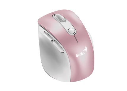 Mouse Genius Ergo 9000S Pro Rosa vista lateral con soporte para pulgar y botones adicionales