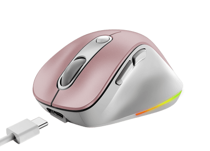 Mouse Genius Ergo 9000S Pro Rosa vista superior mostrando rueda de scroll y botones DPI