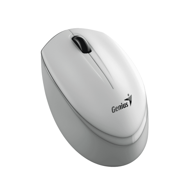 Mouse Genius NX-7009 blanco vista lateral derecha mostrando diseño ergonómico
