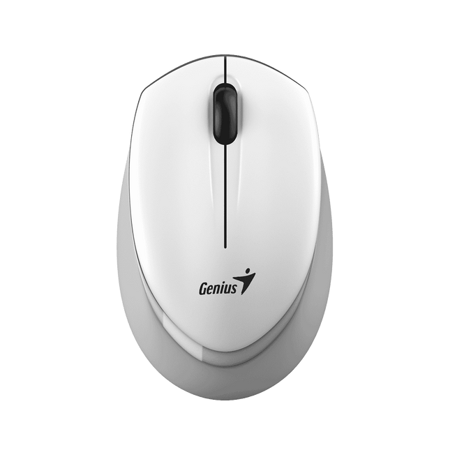 Mouse inalámbrico Genius NX-7009 blanco vista frontal con receptor USB