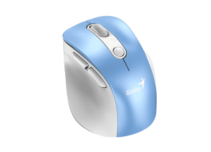 Mouse Genius Ergo 9000S Pro celeste vista lateral derecha mostrando soporte para pulgar