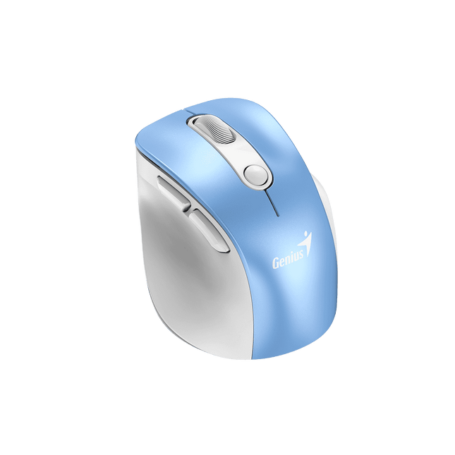 Mouse Genius Ergo 9000S Pro celeste vista lateral derecha mostrando soporte para pulgar