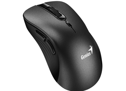Mouse Genius 8100S vista lateral mostrando soporte ergonómico para pulgar