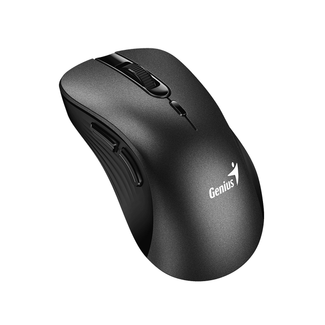 Mouse Genius 8100S vista lateral mostrando soporte ergonómico para pulgar