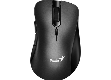 Mouse inalámbrico Genius Ergo 8100S negro vista frontal con diseño ergonómico