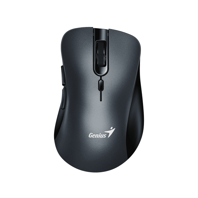 Mouse Genius RS2 Ergo 8100S gris vista frontal con diseño ergonómico para mano derecha