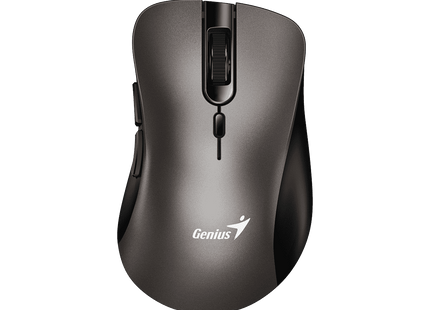 Mouse Genius Ergo 8100S gris vista frontal con diseño ergonómico para mano derecha