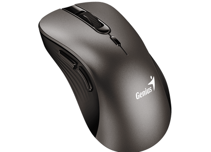 Vista lateral del mouse Genius Ergo 8100S mostrando reposapulgar y soporte para dedos