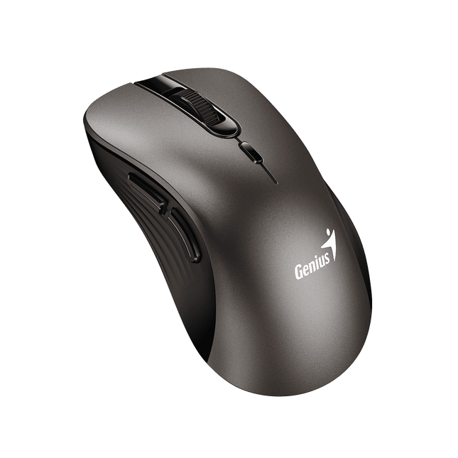 Vista lateral del mouse Genius Ergo 8100S mostrando reposapulgar y soporte para dedos