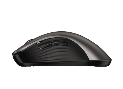 Vista posterior del mouse Genius Ergo 8100S con sensor óptico y acabado gris