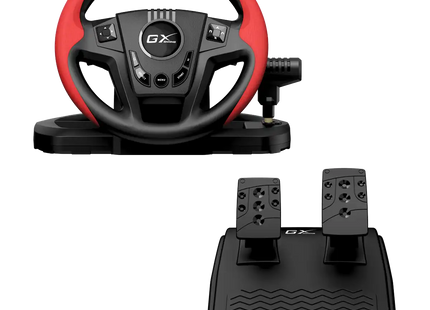 Volante con Pedales Genius RS2 Speedmaster | Compatible con PC, PS4, PS3 | Retroalimentación de Vibración | Diseño Ergonómico | Negro