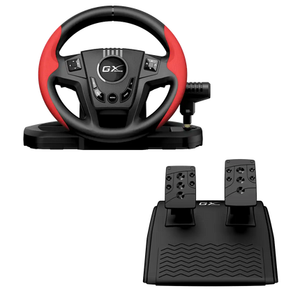 Volante con Pedales Genius RS2 Speedmaster | Compatible con PC, PS4, PS3 | Retroalimentación de Vibración | Diseño Ergonómico | Negro