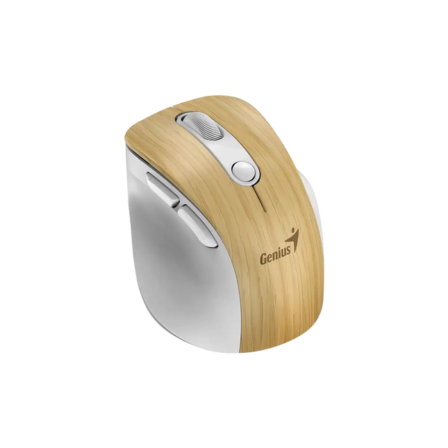 Mouse ergonómico Genius Ergo 9000S Pro mostrando diseño lateral derecho con soporte para pulgar